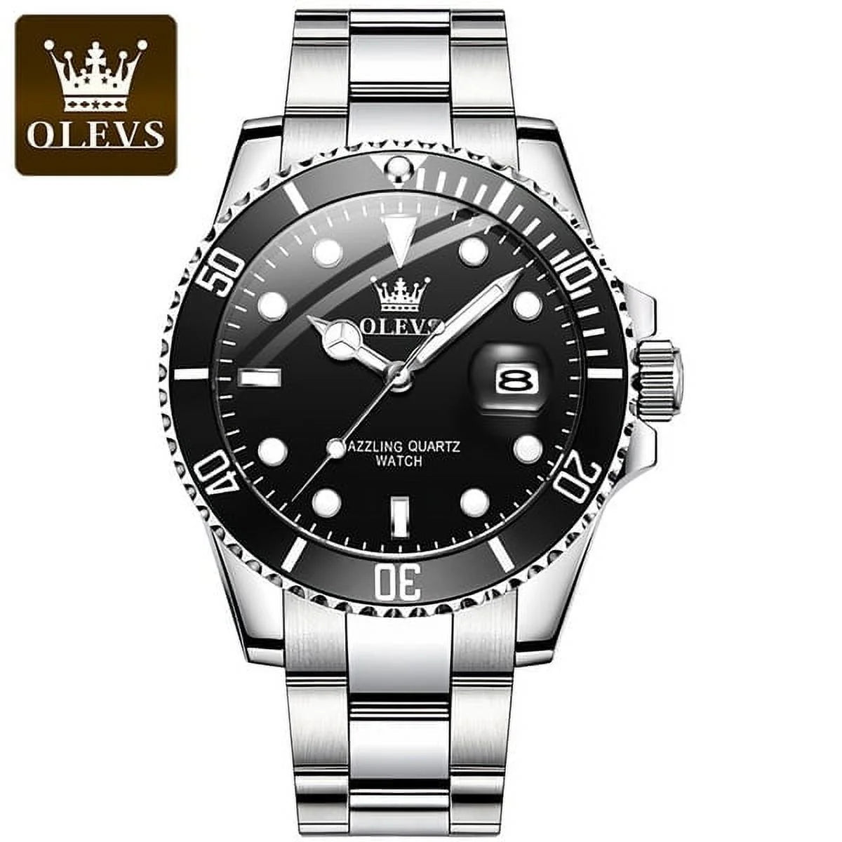 Olves Luxury Men's Wristwatch Stainless Steel Luminous Waterproof with Gift Box