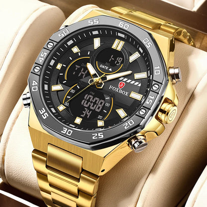 LIGE Dual Display Watches for Men Fashion Business Waterproof Watch Men Top Brand Luxury Sport Quartz Chronograph Reloj Hombre