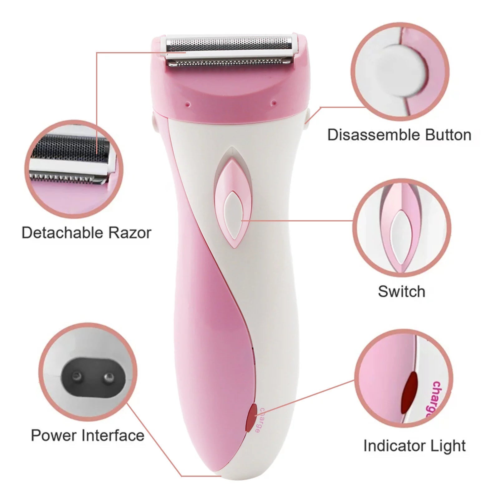 Women'S Electric Shaver, Painless Electric Razor for Legs, Face & Bikini Line, Cordless 3 Blade Razor Wet and Dry Use