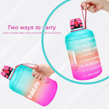 Gallon Water Bottles with Times to Drink - Gallon Water Jug - 1 Gallon Water Bottle–128 Oz Water Bottle,One Gallon Water Bottle with Time Marke and Flip Top Leak Proof Lid for Gym