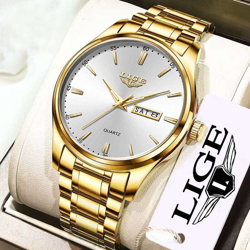 LIGE Men Watches New Fashion Full Steel Waterproof Luminous Top Brand Luxury Mens Quartz Wristwatch Men Relogio Masculino+Box