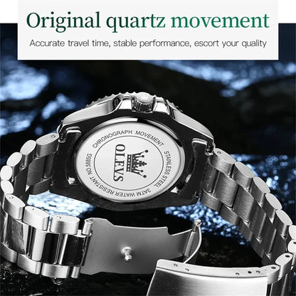 Olves Luxury Men's Wristwatch Stainless Steel Luminous Waterproof with Gift Box