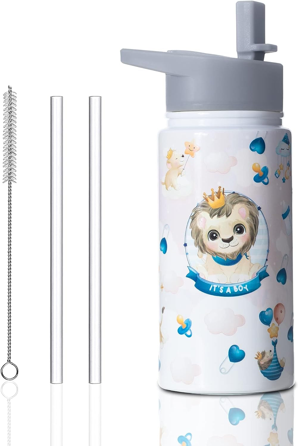 Lion Water Bottle for School Insulated Cups Birthday Gifts for Boys Stainless Steel Lion King Water Bottles with Straw Christmas Gifts for Son 15 Oz