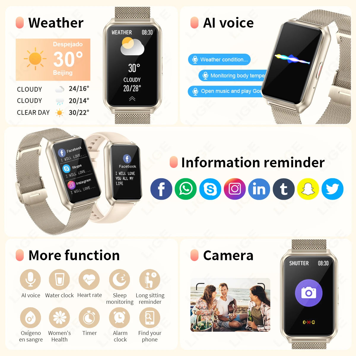 Luxury Smart Watch Women Bluetooth Connected Phone Music Fitness Sports Bracelet Sleep Monitor 1.57" Man Smartwatch Women