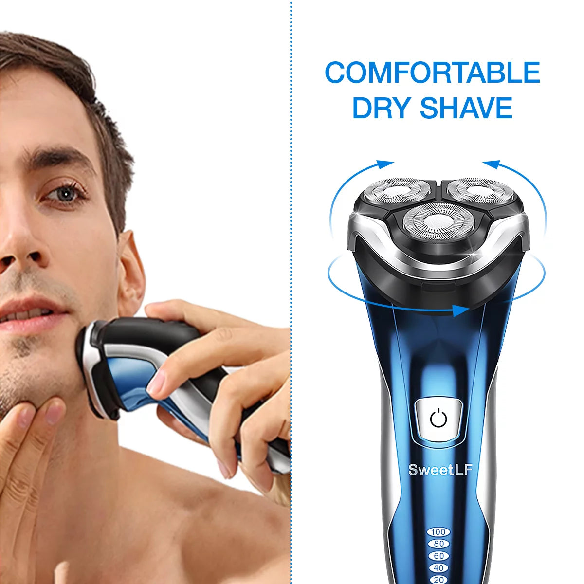 Electric Razor for Men, IPX7 Waterproof Wet and Dry Electric Shaver with Pop-Up Beard Trimmer for Men, Gift for Father'S Day, Blue