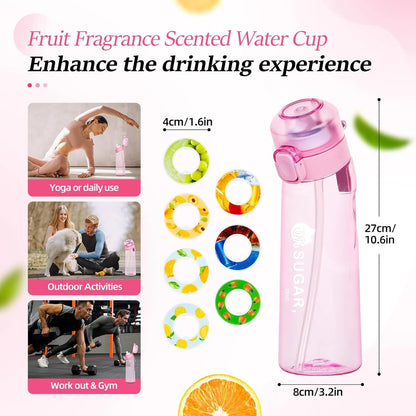 Air Water Bottle with 7 Flavour Pods, 650Ml Water Bottle Set, Sports Water Bottles with Straw, 0 Sugar, 0 Calorie Drinking Fruit Fragrance Bottle for Fitness, Outdoor, Gift, Sport, Kids, Gift, New