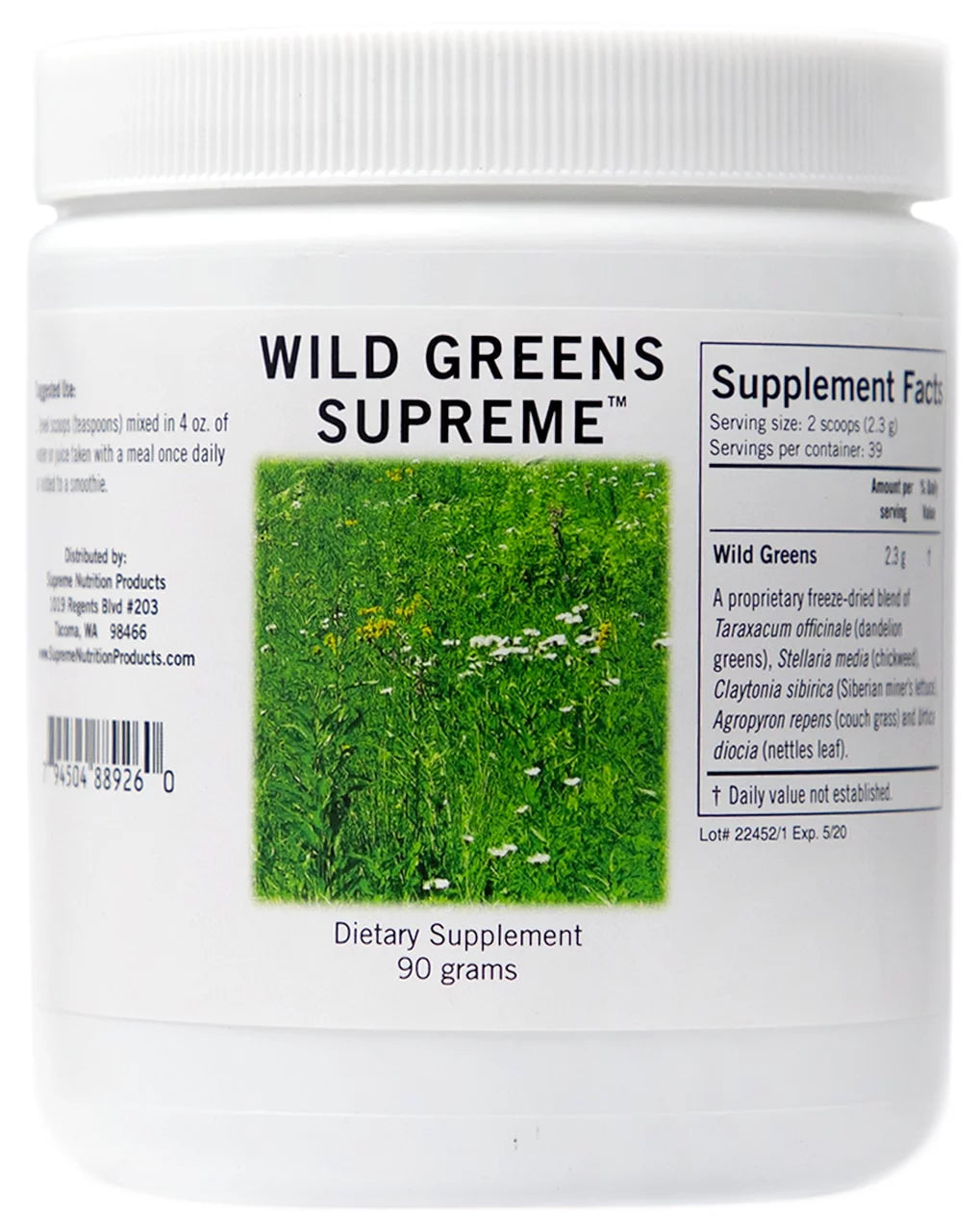 Wild Greens Supreme, Pure 90 Gram Powder | 2.3 Grams per Serving