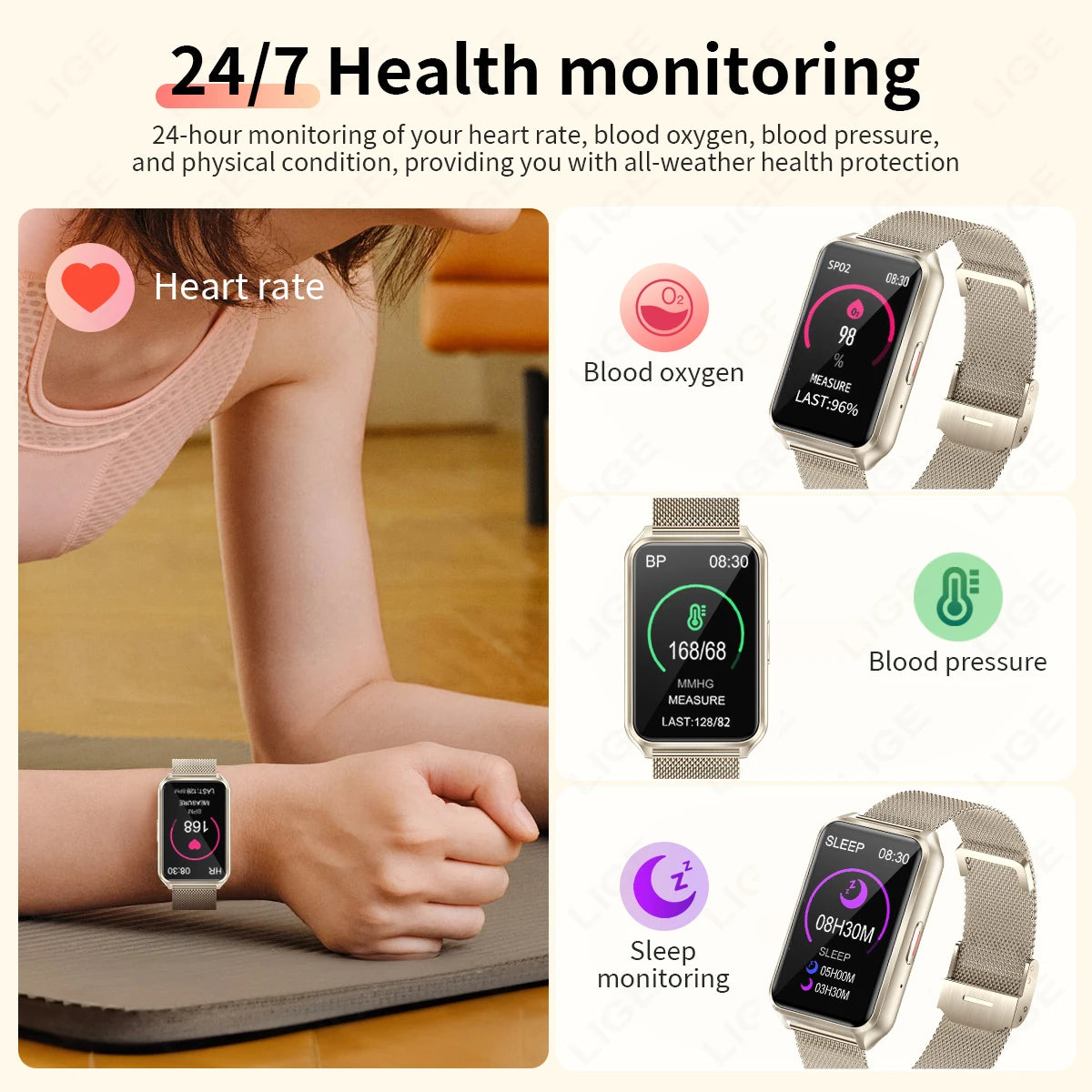 Luxury Smart Watch Women Bluetooth Connected Phone Music Fitness Sports Bracelet Sleep Monitor 1.57" Man Smartwatch Women