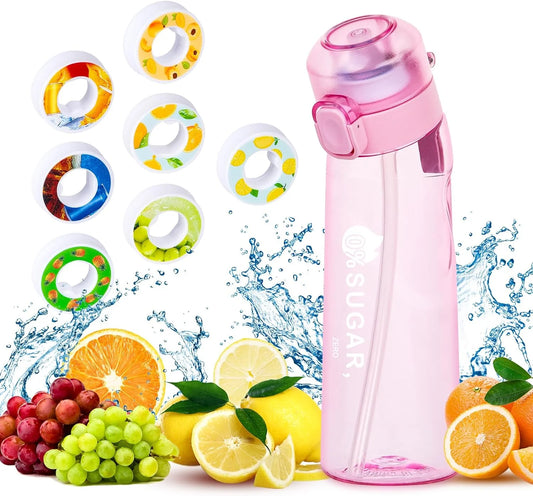 Air Water Bottle with 7 Flavour Pods, 650Ml Water Bottle Set, Sports Water Bottles with Straw, 0 Sugar, 0 Calorie Drinking Fruit Fragrance Bottle for Fitness, Outdoor, Gift, Sport, Kids, Gift, New