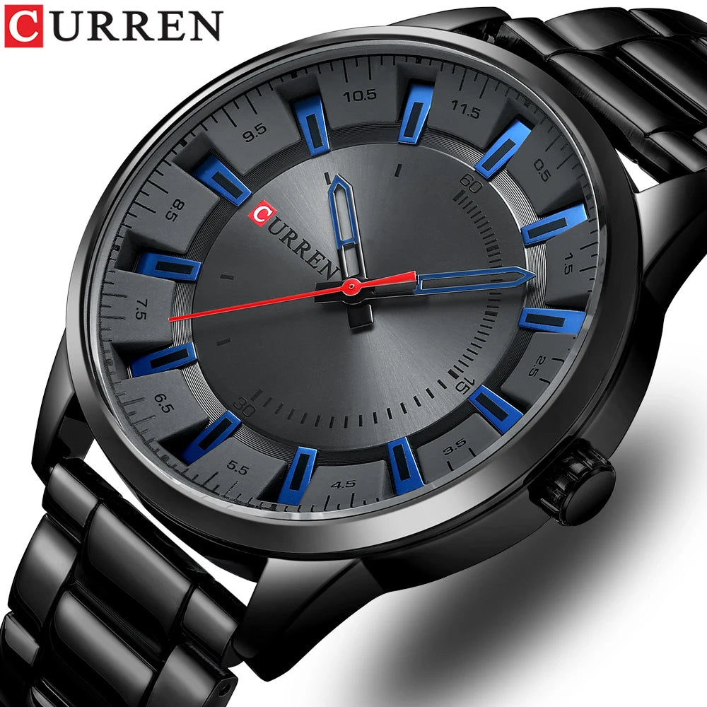 New Fashion Simple Style Men Watches Quartz Wristwatches Stainless Steel Band Clock Male