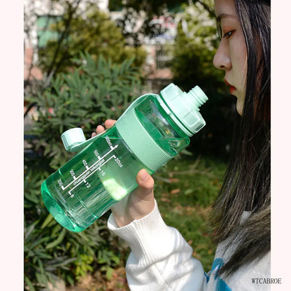 Bottled Water Bottled 2000Ml Plastic Gourd Straw Water Bottles 1000ML My Sports Protein Shaker Student Fitness Portable Bottle