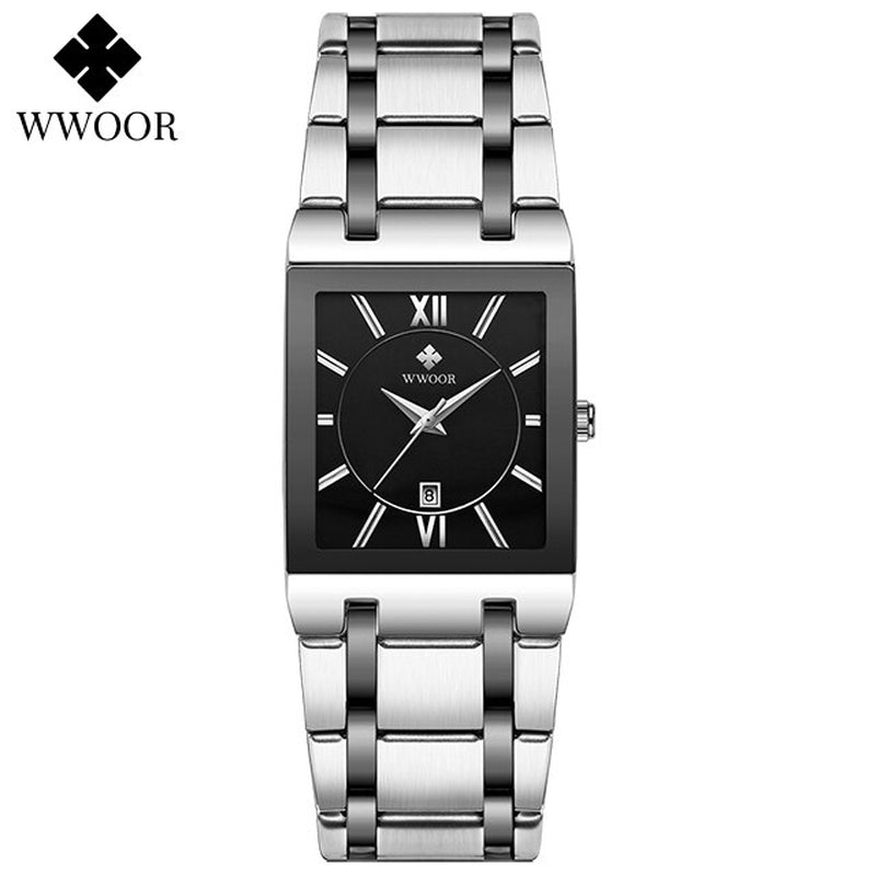 WWOOR Luxury Gold Black Watch for Women Fashion Square Quartz Watch Ladies Dress Wrist Watches Top Brand Sport Clock Reloj Mujer