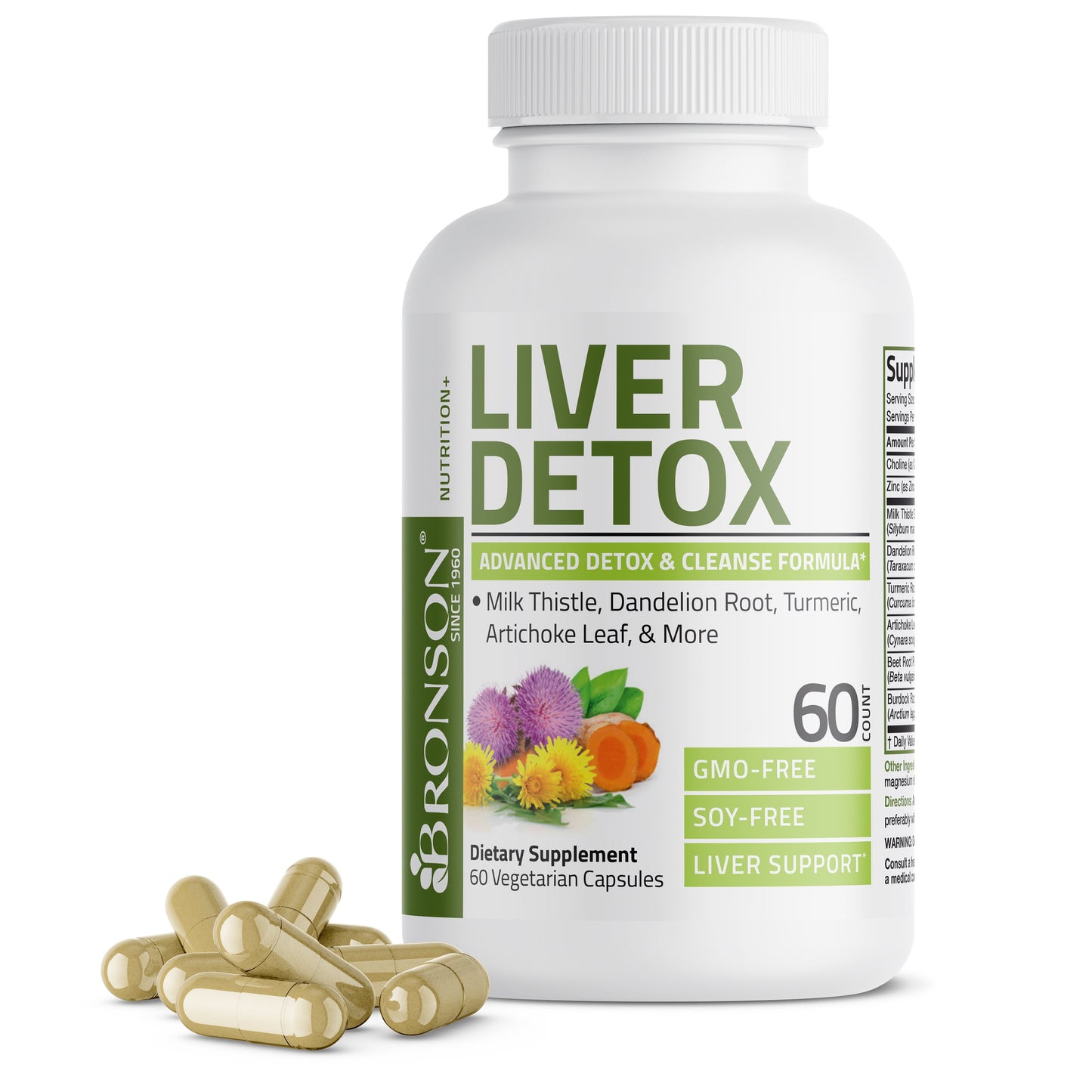 Liver Detox Advanced Detox & Cleansing Formula Supports Health Liver Function with Milk Thistle, Dandelion Root, Turmeric, Artichoke Leaf & More, Non-Gmo, 60 Vegetarian Capsules