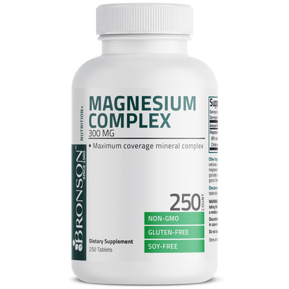 Triple Magnesium Complex Maximum Coverage 300 Mg, Non-Gmo, Gluten Free and Soy Free, 250 Tablets