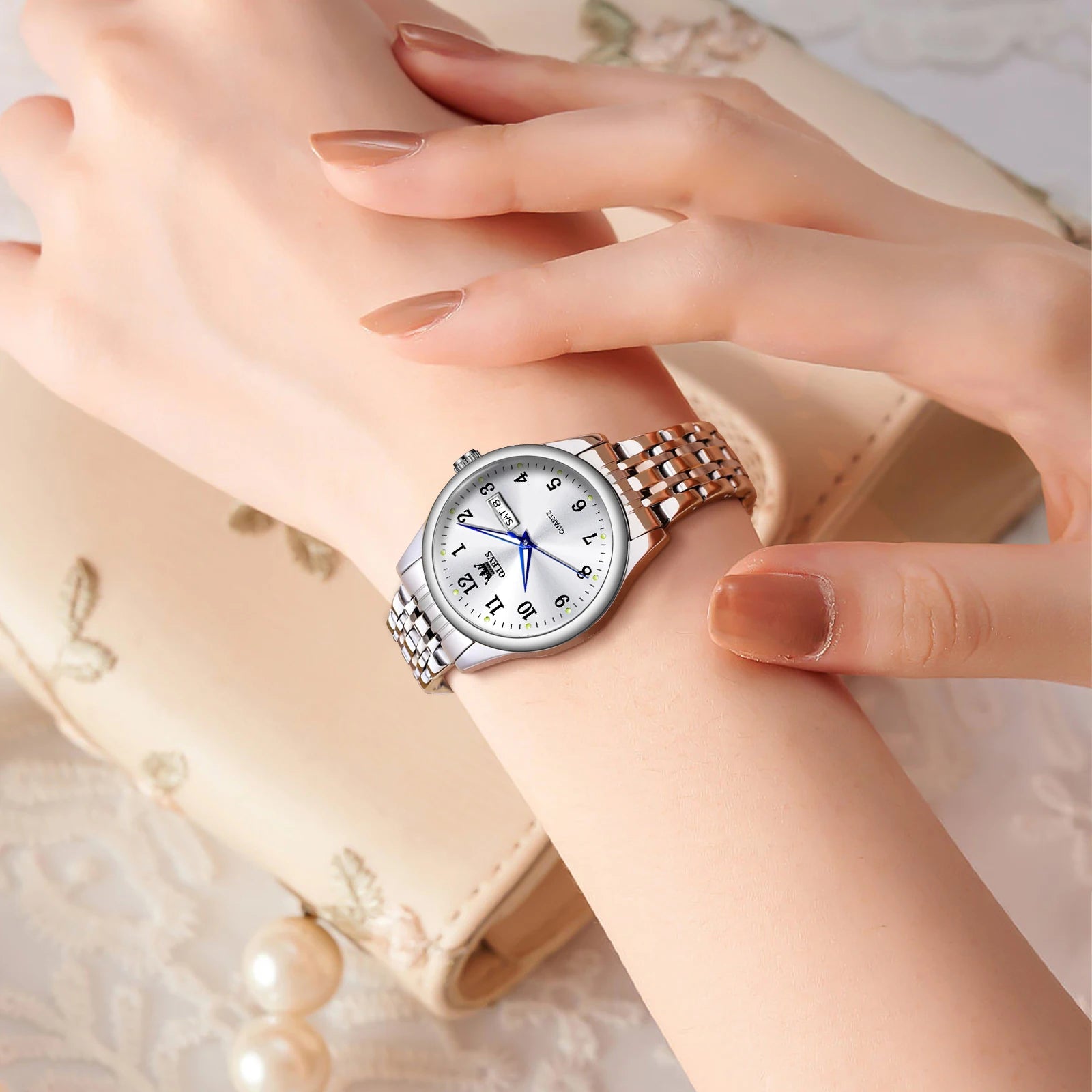 Luxury Quartz Watch for Women Elegant Stainless Steel Women'S Watches Gifts Waterproof Fashion Trend Simple Ladies Watch