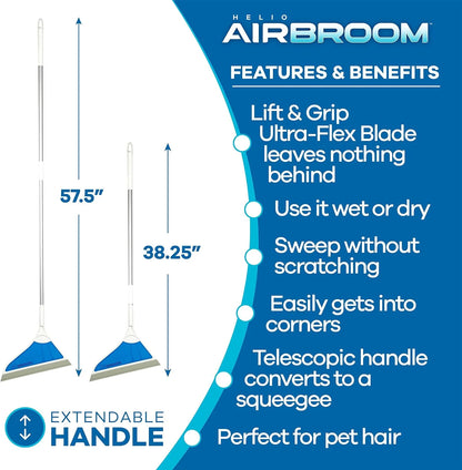 Air Broom, All Surface Lightweight Silicone Broom, Squeegee, Pet Hair Remover, Indoor Cleaning