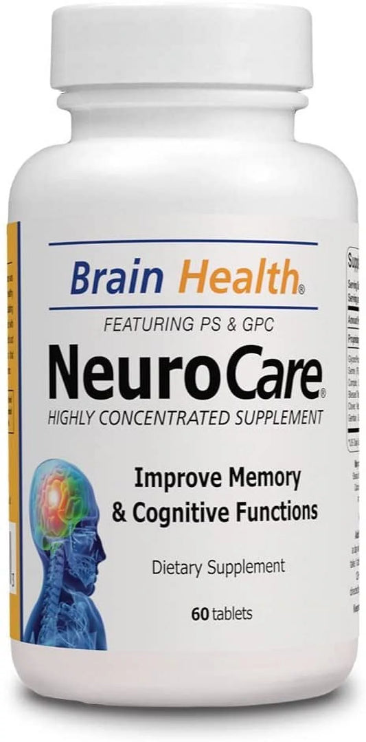 Neuro Care Nootropic Brain Health Supplement, Highly Concentrated Memory Booster Enhanced Mental Focus, Cognition, Memory, Concentration and Clarity, 100% Natural Dietary Supplement - 60 Tablets