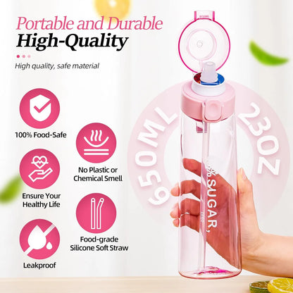 Air Water Bottle with 7 Flavour Pods, 650Ml Water Bottle Set, Sports Water Bottles with Straw, 0 Sugar, 0 Calorie Drinking Fruit Fragrance Bottle for Fitness, Outdoor, Gift, Sport, Kids, Gift, New