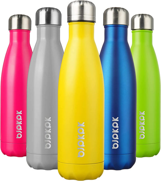 Insulated Water Bottles -17Oz/500Ml -Stainless Steel Water Bottles, Sports Water Bottles Keep Cold for 24 Hours and Hot for 12 Hours,Bpa Free Water Bottles,Goldenrod