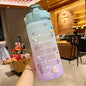 2L Water Bottle with Time Marker for Girl Fitness Jugs Large Capacity Portable Sports Gym Big Drink Bottle with Straw BPA Free