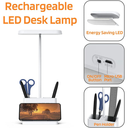 Led Desk Lamp with Pen and Phone Hold for an Office in Home - 3 Modes Dimable LED Table Lamp with USB Port