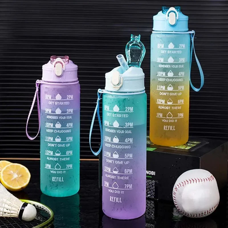 800ml Motivational Sports Water Bottle with Time Marker - Leak-Proof, BPA-Free, Portable Drinkware for Outdoor Fitness