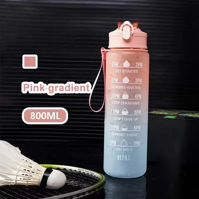 800ml Motivational Sports Water Bottle with Time Marker - Leak-Proof, BPA-Free, Portable Drinkware for Outdoor Fitness