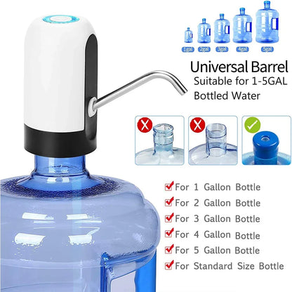 1Pc Electric Water Carboy Pump Household Use Portable Automatic USB Charging Mini Bottled Water Dispenser Drinkware Kitchen Bar