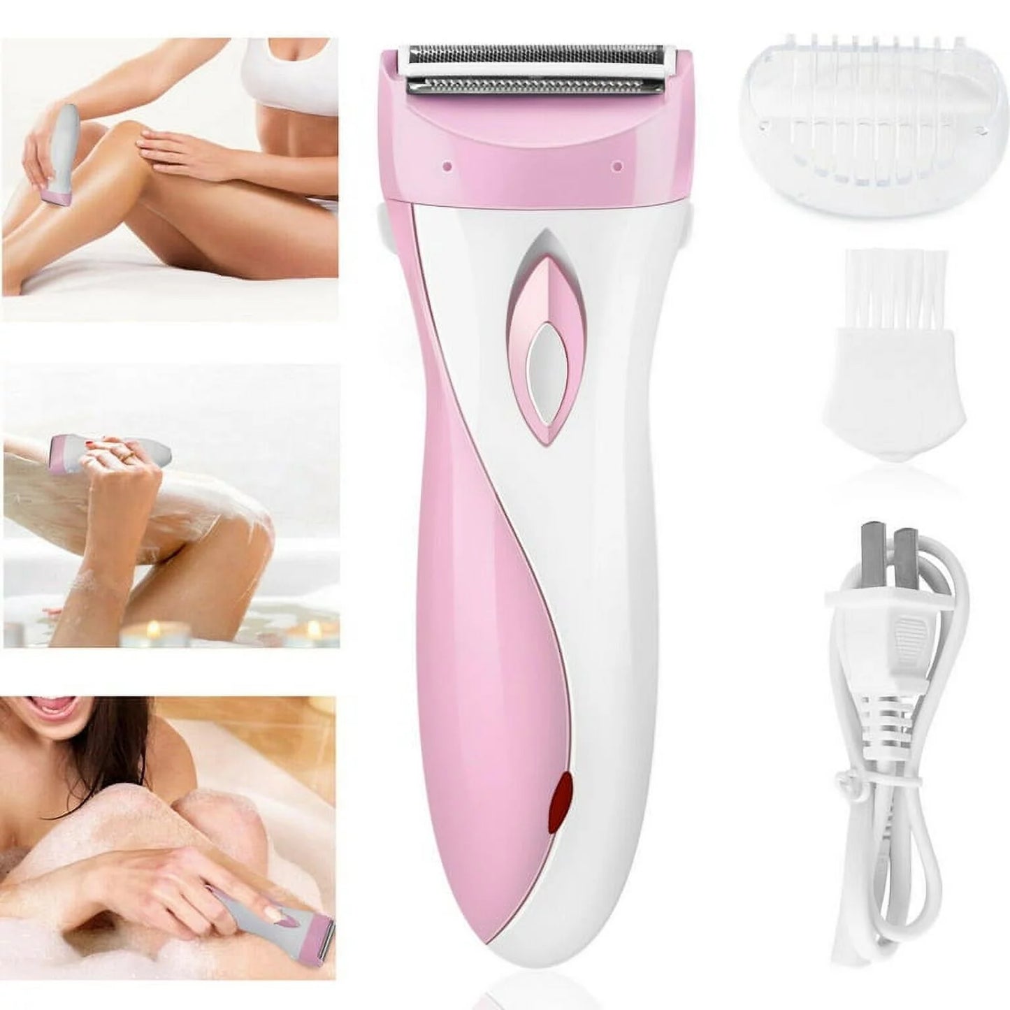 Women'S Electric Shaver, Painless Electric Razor for Legs, Face & Bikini Line, Cordless 3 Blade Razor Wet and Dry Use