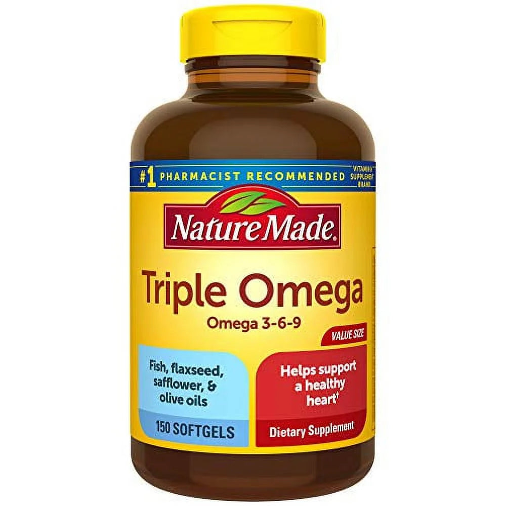 Triple Omega 3-6-9, 150 Softgels Value Size, Omega Supplement for Heart Health