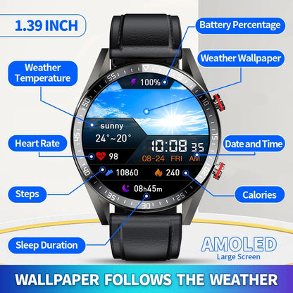 2021 New 454*454 Screen Smart Watch Always Display The Time Bluetooth Call Local Music Smartwatch For Men Android TWS Earphones